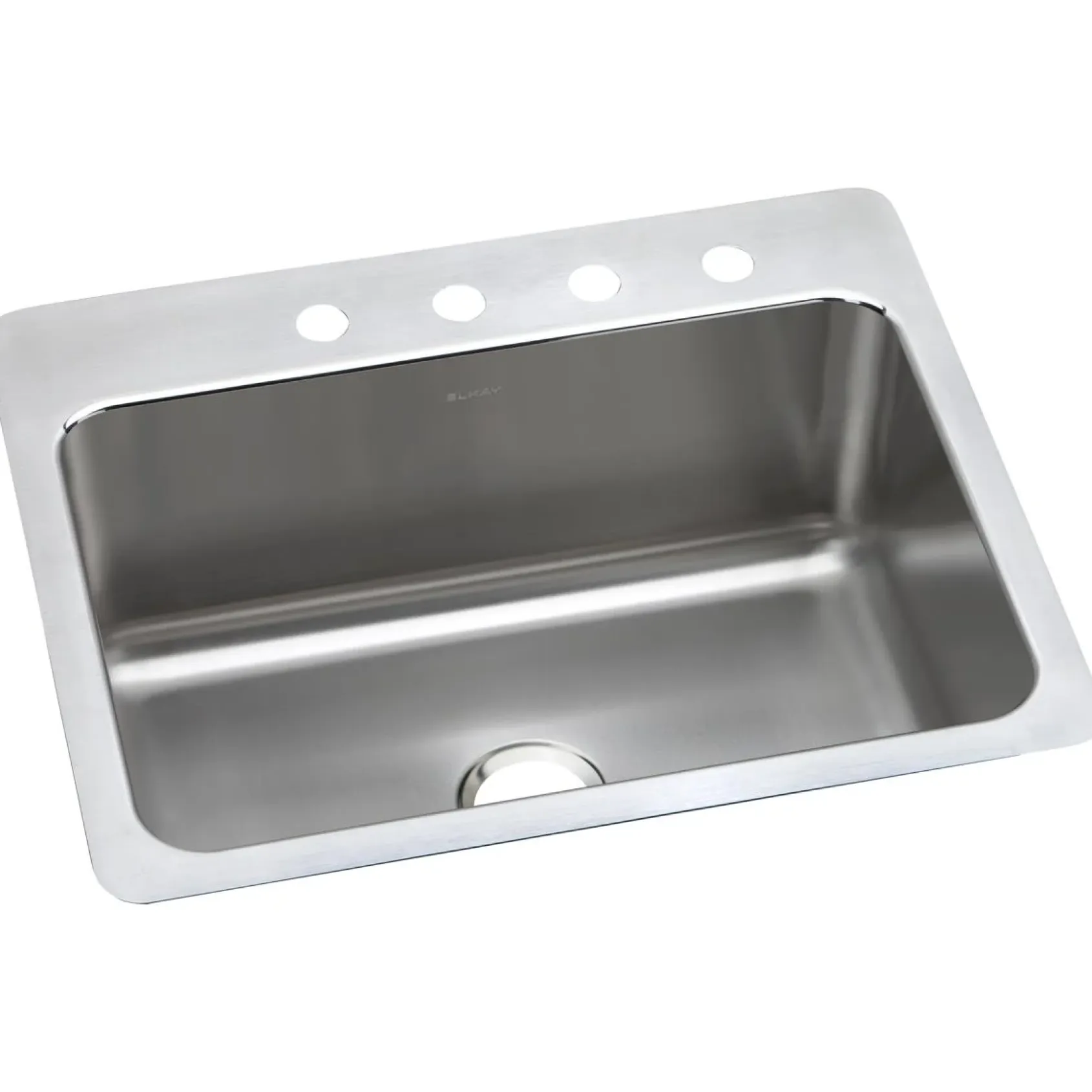 Elkay Lustertone Classic 27" Dual Mount Stainless Steel Kitchen Sink, Lustrous Satin, 1 Faucet Hole, DLSR2722101