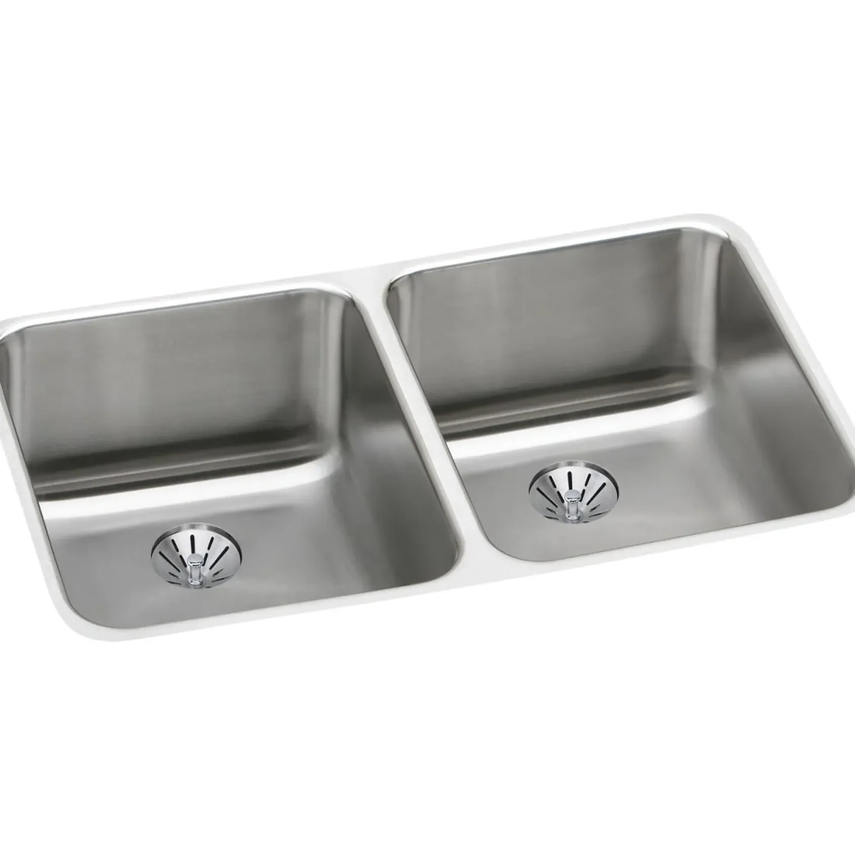 Elkay Lustertone Classic 31" Stainless Steel Kitchen Sink, 50/50 Double Bowl, 18 Gauge, Lustrous Satin, ELUH311810PD
