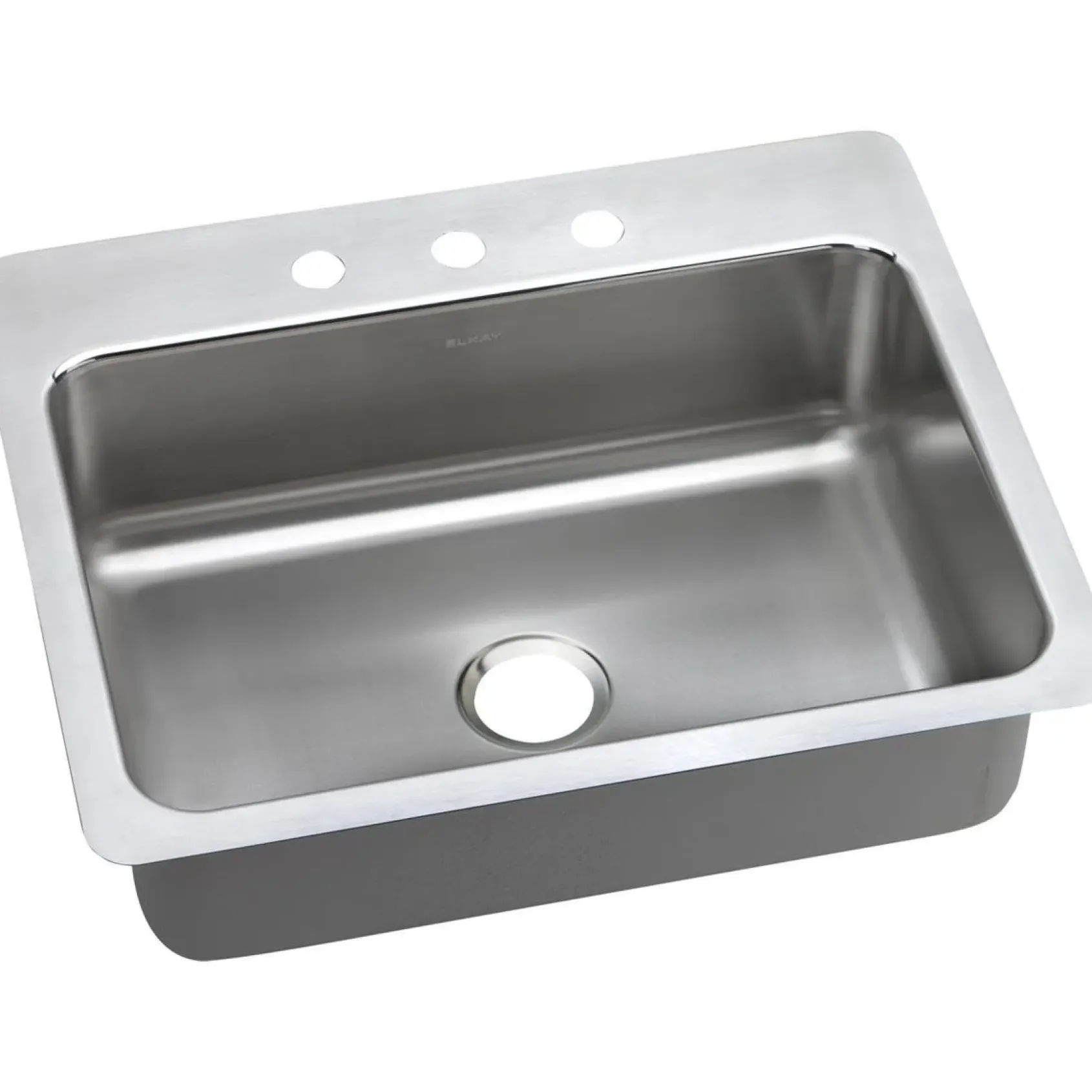 Elkay Lustertone Classic 27" Stainless Steel Kitchen Sink, 18 Gauge, Lustrous Satin, 3 Faucet Hole, LSR27223