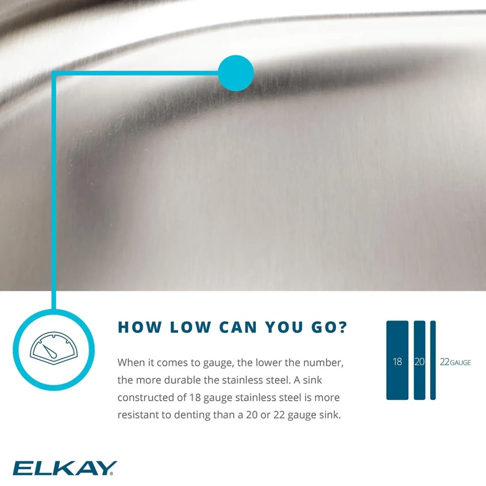 Elkay Lustertone Classic 27" Stainless Steel Kitchen Sink, 18 Gauge, Lustrous Satin, 3 Faucet Hole, LSR27223