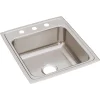 Elkay Lustertone Classic 20" Stainless Steel Kitchen Sink, 18 Gauge, Lustrous Satin, 3 Faucet Hole, LR20223