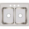 Elkay Lustertone Classic 29" Stainless Steel Kitchen Sink, 50/50 Double Bowl, 18 Gauge, Lustrous Satin, 3 Faucet Hole, LR29223
