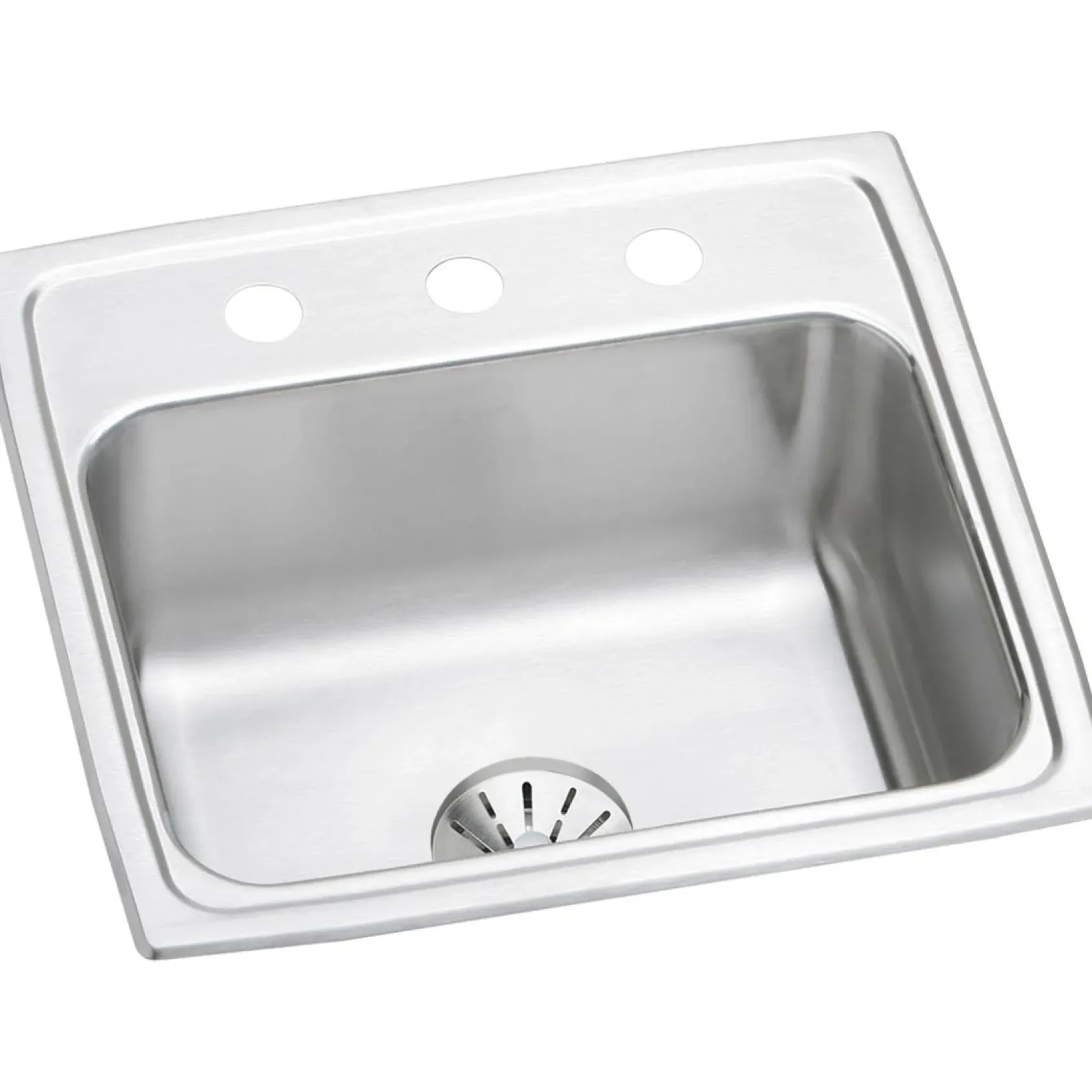 Elkay Lustertone Classic 20" Stainless Steel Kitchen Sink, 18 Gauge, Lustrous Satin, 1 Faucet Hole, LR1919PD1