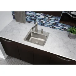 Elkay Lustertone Classic 19" Stainless Steel Kitchen Sink, 18 Gauge, Lustrous Satin, 1 Faucet Hole, LR19181