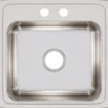 Elkay Lustertone Classic 20" Stainless Steel Kitchen Sink, 18 Gauge, Lustrous Satin, 2 Faucet Hole, LR19192