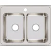 Elkay Lustertone Classic 29" Stainless Steel Kitchen Sink, 50/50 Double Bowl, 18 Gauge, Lustrous Satin, 1 Faucet Hole, LR29221