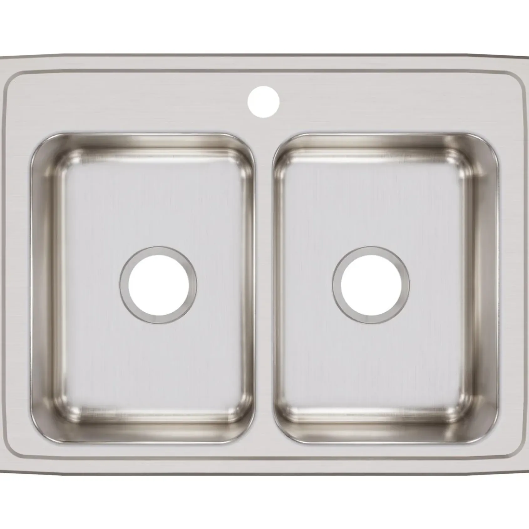 Elkay Lustertone Classic 29" Stainless Steel Kitchen Sink, 50/50 Double Bowl, 18 Gauge, Lustrous Satin, 1 Faucet Hole, LR29221