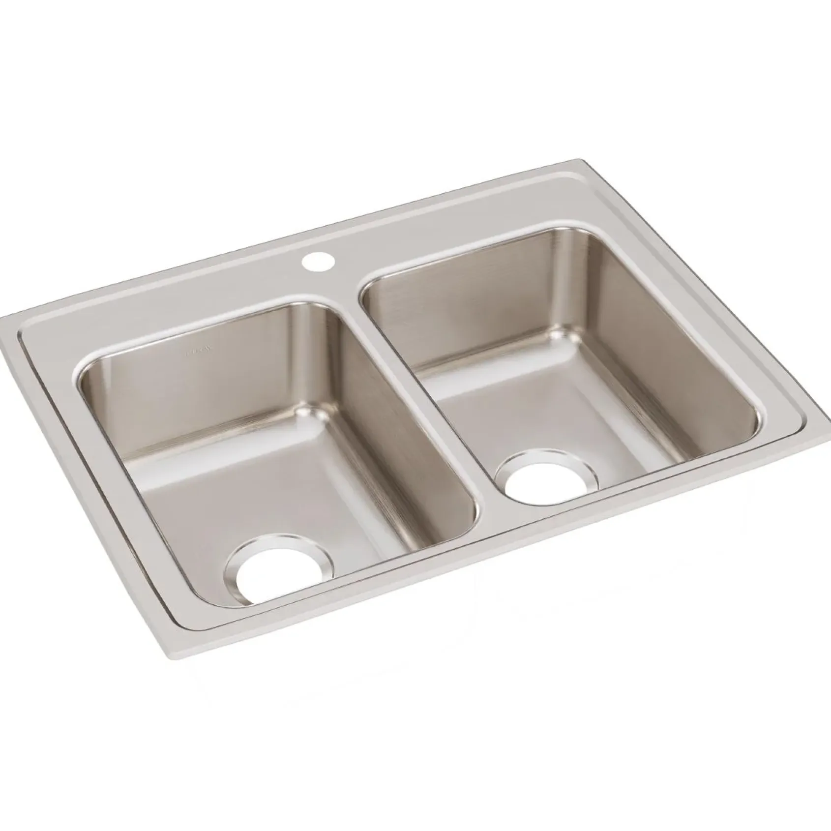 Elkay Lustertone Classic 29" Stainless Steel Kitchen Sink, 50/50 Double Bowl, 18 Gauge, Lustrous Satin, 1 Faucet Hole, LR29221