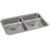 Elkay Lustertone Classic 31" Undermount Stainless Steel ADA Kitchen Sink, 50/50 Double Bowl, Lustrous Satin, 18 Gauge, ELUHAD311855PD