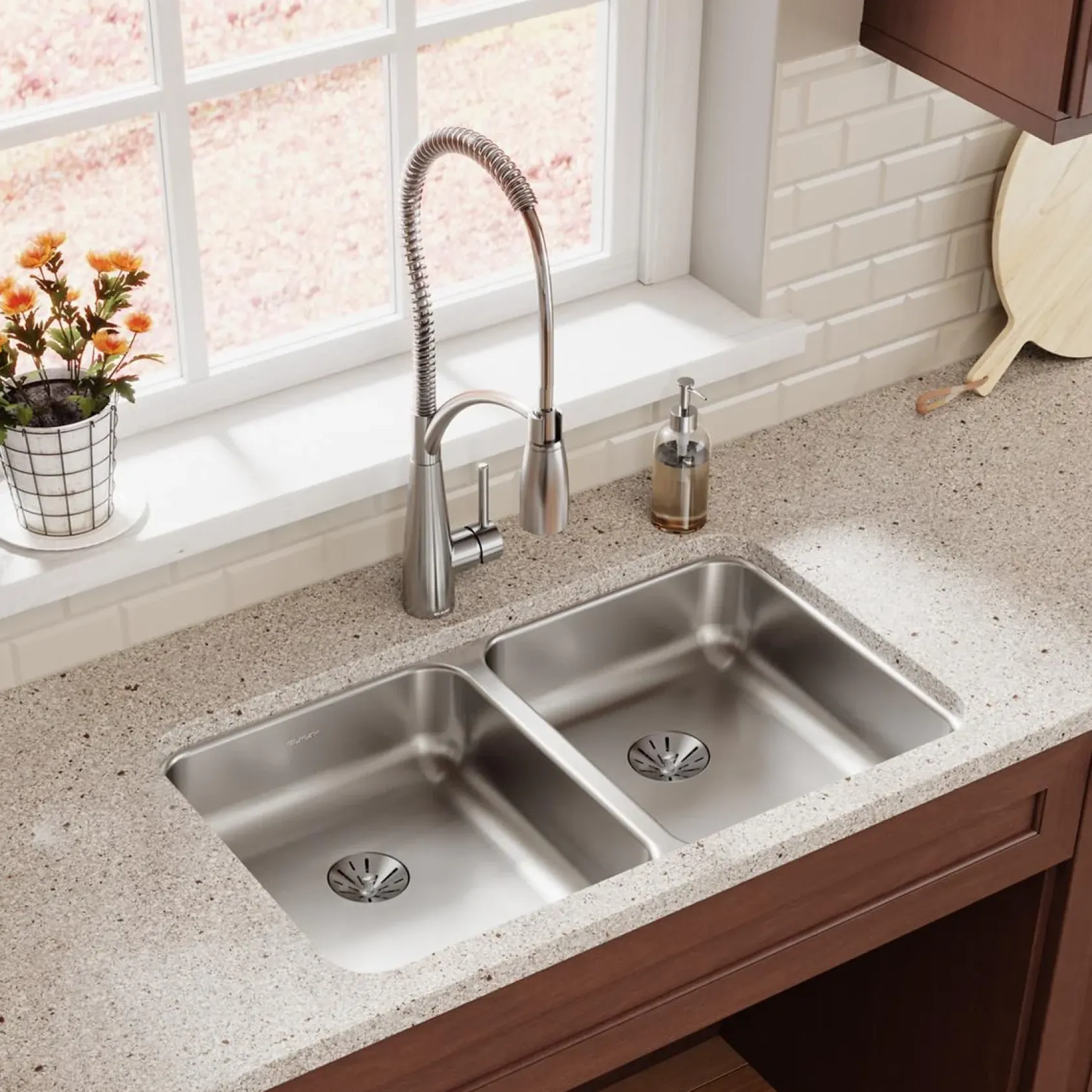 Elkay Lustertone Classic 31" Undermount Stainless Steel ADA Kitchen Sink, 50/50 Double Bowl, Lustrous Satin, 18 Gauge, ELUHAD311855PD