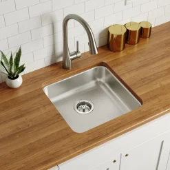 Elkay Lustertone Classic 19" Undermount Stainless Steel ADA Kitchen Sink, Lustrous Satin, 18 Gauge, ELUHAD161655