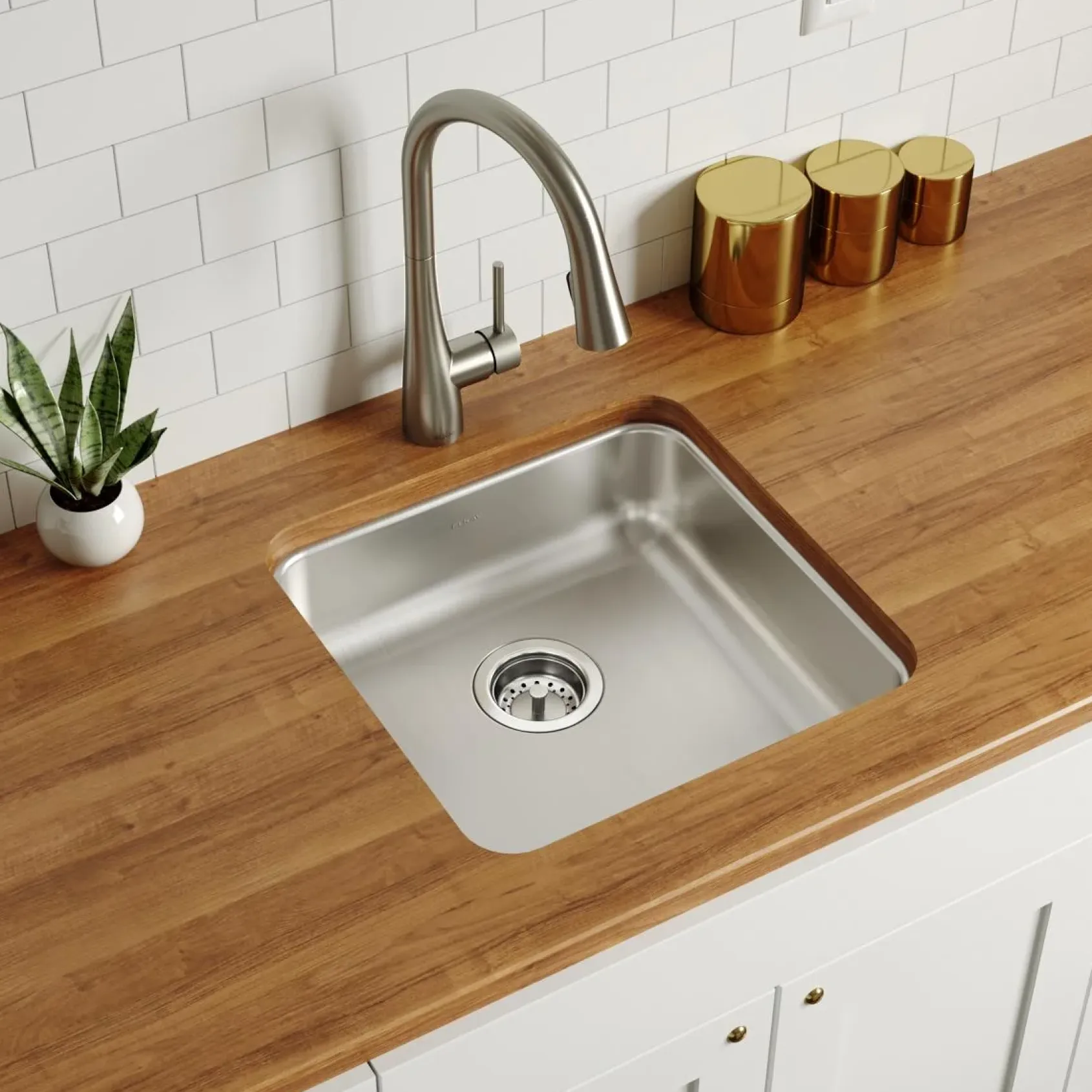Elkay Lustertone Classic 19" Undermount Stainless Steel ADA Kitchen Sink, Lustrous Satin, 18 Gauge, ELUHAD161655