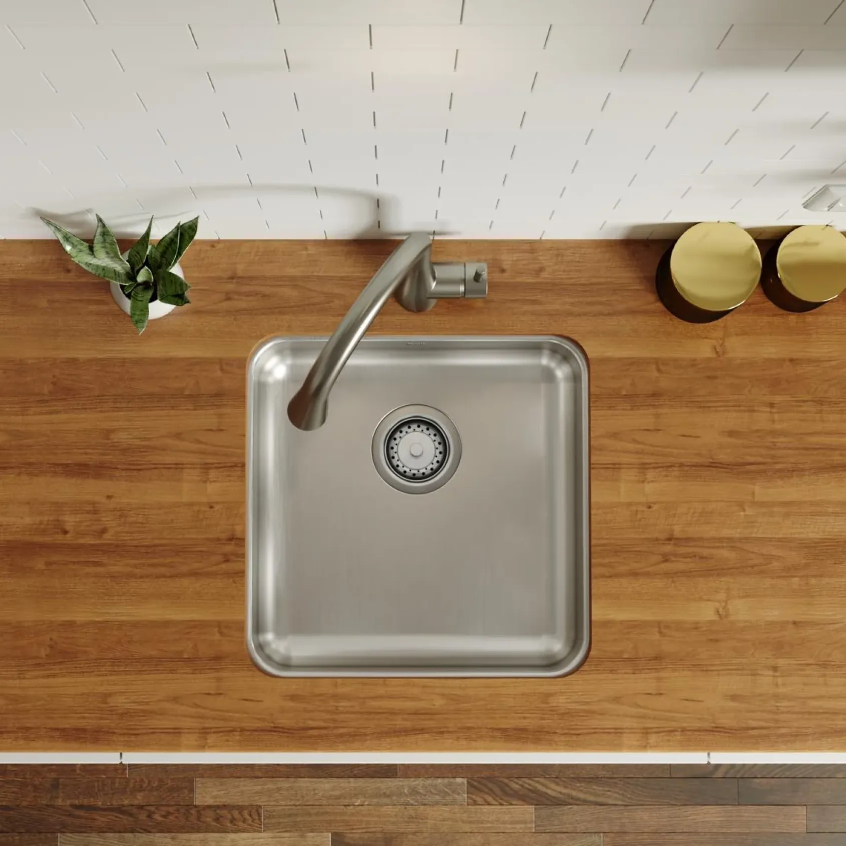 Elkay Lustertone Classic 19" Undermount Stainless Steel ADA Kitchen Sink, Lustrous Satin, 18 Gauge, ELUHAD161655