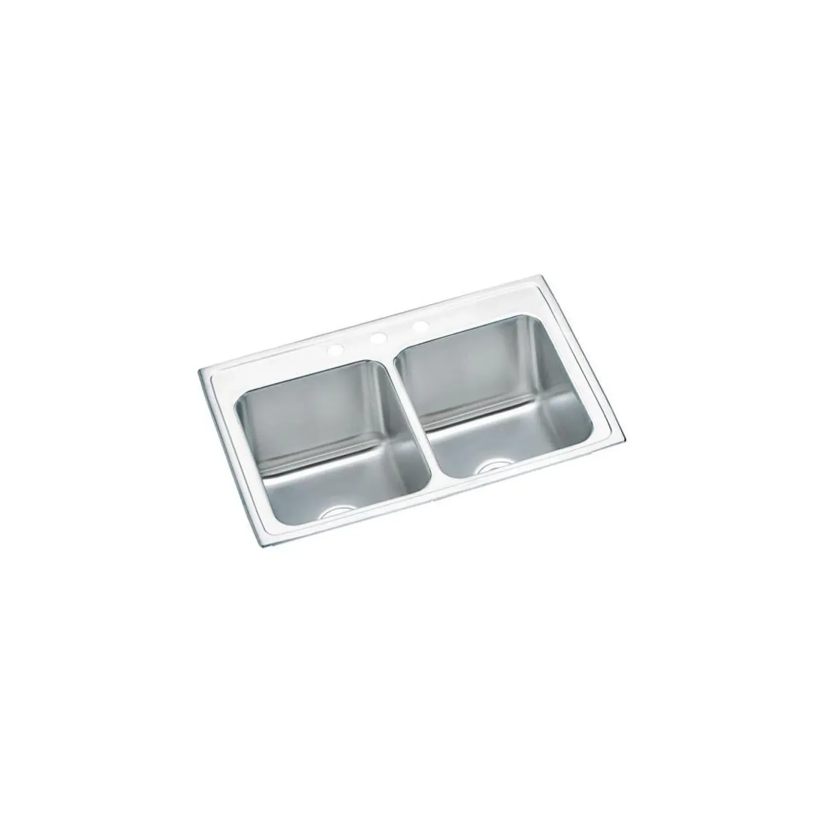 Elkay Lustertone 33" Stainless Steel Kitchen Sink, 50/50 Double Bowl, 18 Gauge, Lustrous Satin, 3 Faucet Hole, DLR3322103