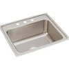 Elkay Lustertone 25" Stainless Steel Kitchen Sink, 18 Gauge, Lustrous Satin, 3 Faucet Hole, DLR2522103