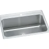 Elkay Lustertone 31" Stainless Steel Kitchen Sink, 18 Gauge, Lustrous Satin, 1 Faucet Hole, DLR312210PD1