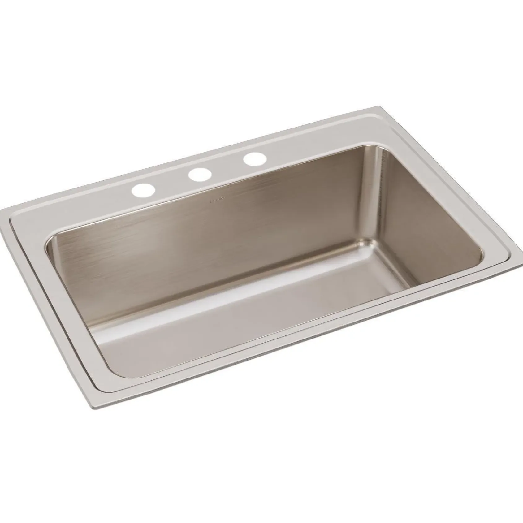 Elkay Lustertone 33" Stainless Steel Kitchen Sink, 18 Gauge, Lustrous Satin, 3 Faucet Hole, DLRS3322123