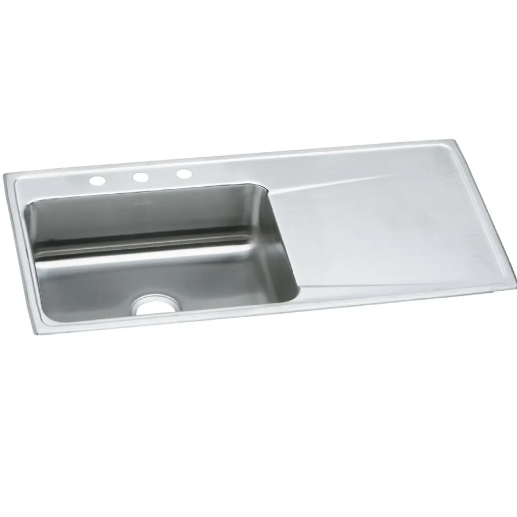 Elkay Lustertone 43" Stainless Steel Kitchen Sink with Drainboard, 4 faucet holes, 18 Gauge, Lustertone Classic, ILR4322L4