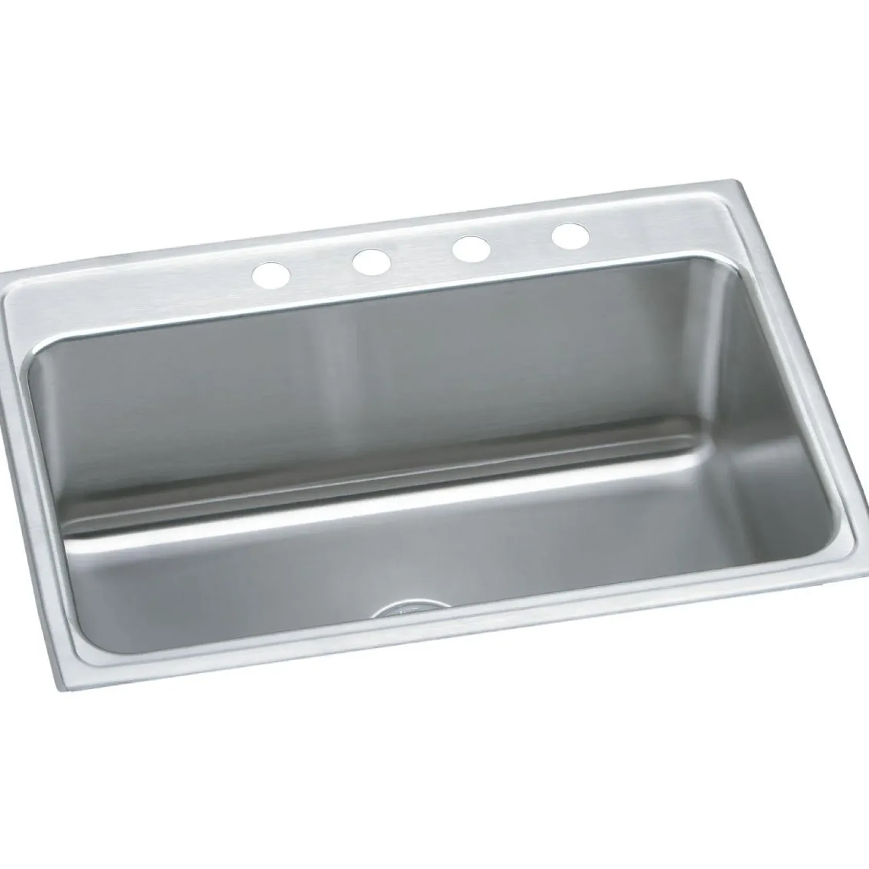 Elkay Lustertone 31" Stainless Steel Kitchen Sink, 18 Gauge, Lustrous Satin, 4 Faucet Hole, DLR3122124