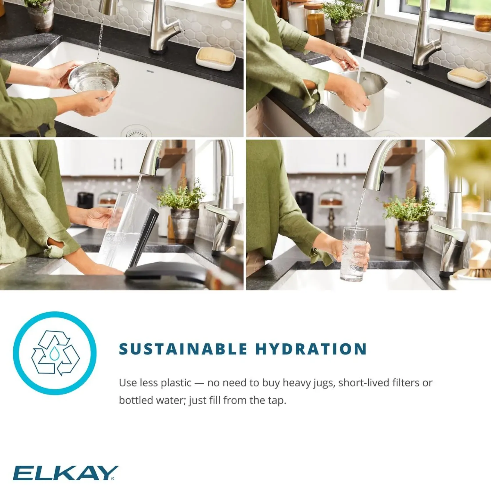 Elkay Quartz Classic 25" Undermount Quartz Kitchen Sink Kit with Faucet, Single Bowl Black, ELGU2522BK0FLC