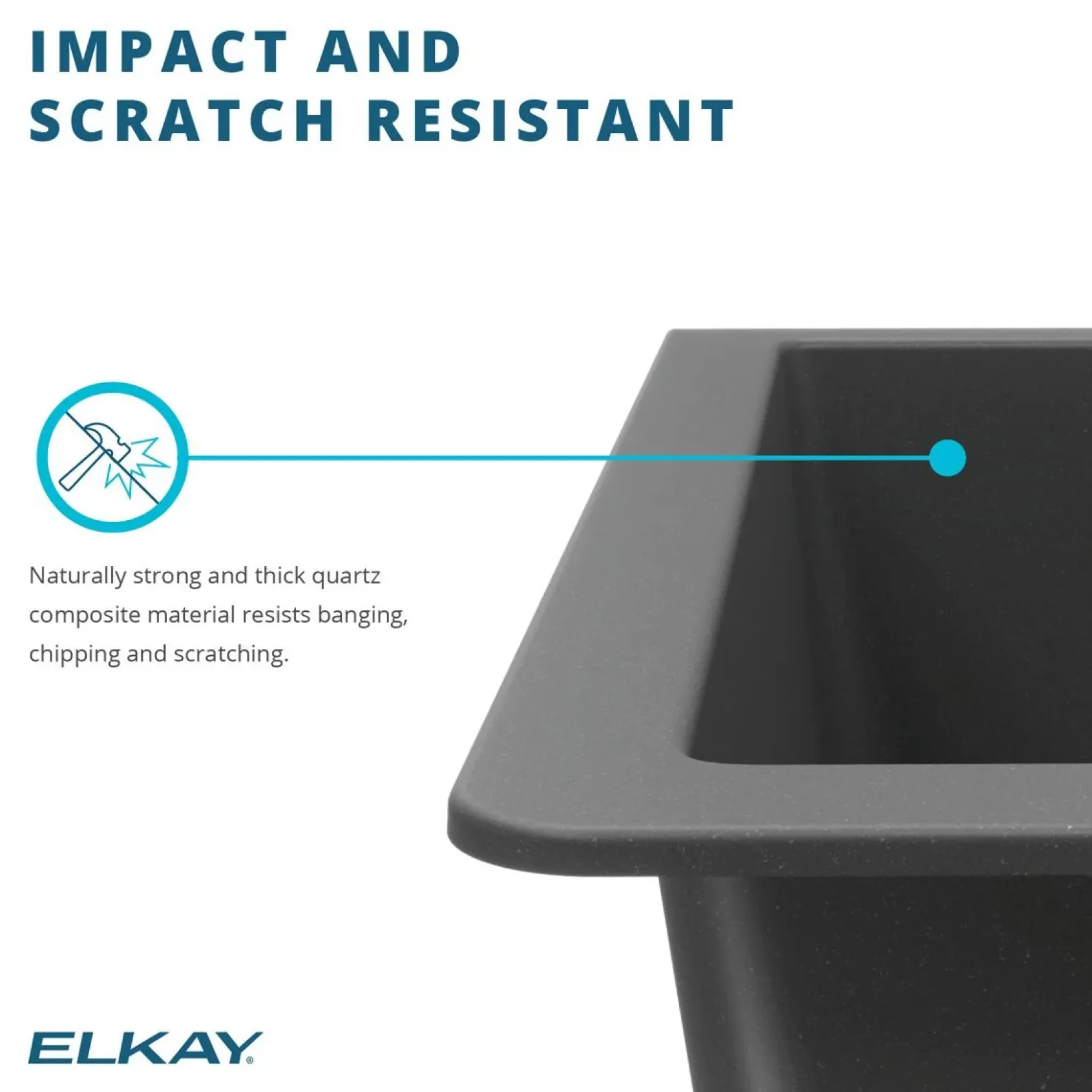 Elkay Quartz Classic 33" Undermount Quartz Kitchen Sink Kit, White, ELGRU13322WH0C