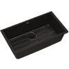 Elkay Quartz Classic 33" Undermount Quartz Kitchen Sink Kit, Black, ELGRU13322BK0C
