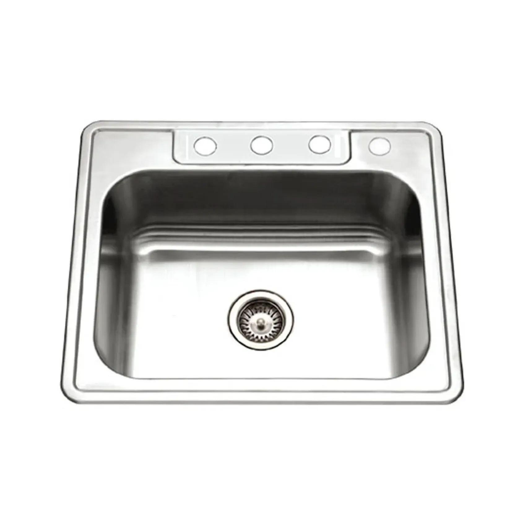 Houzer 25" Stainless Steel Topmount Single Bowl Kitchen Sink, 20 Gauge, 2522-8BS4-1