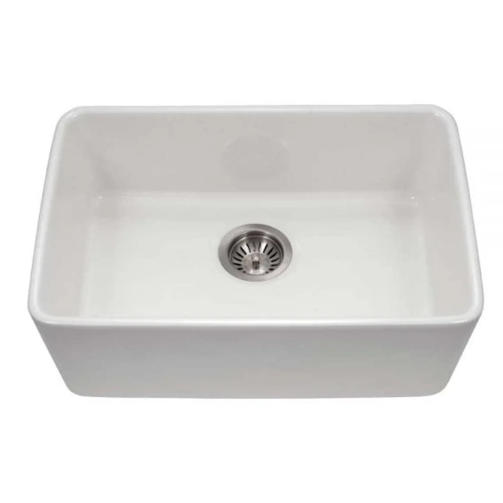 Houzer Platus 24 inch Biscuit Fireclay Undermount Single Bowl Kitchen Sink - PTU-2400 BQ-C with Basket Strainer and Basin Grid Included