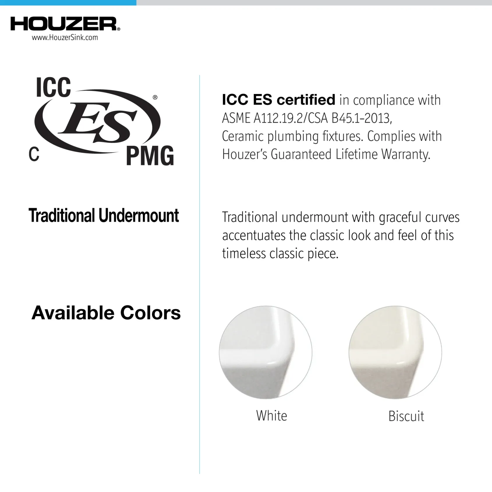 Houzer Platus 13 inch White Fireclay Undermount Single Bowl Bar Sink with Strainer & Grid - PTB-1318 WH-C