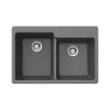 Houzer Quartztone 33 inch Slate Granite Composite Drop-in Topmount 60/40 Double Bowl Kitchen Sink - M-175 SLATE