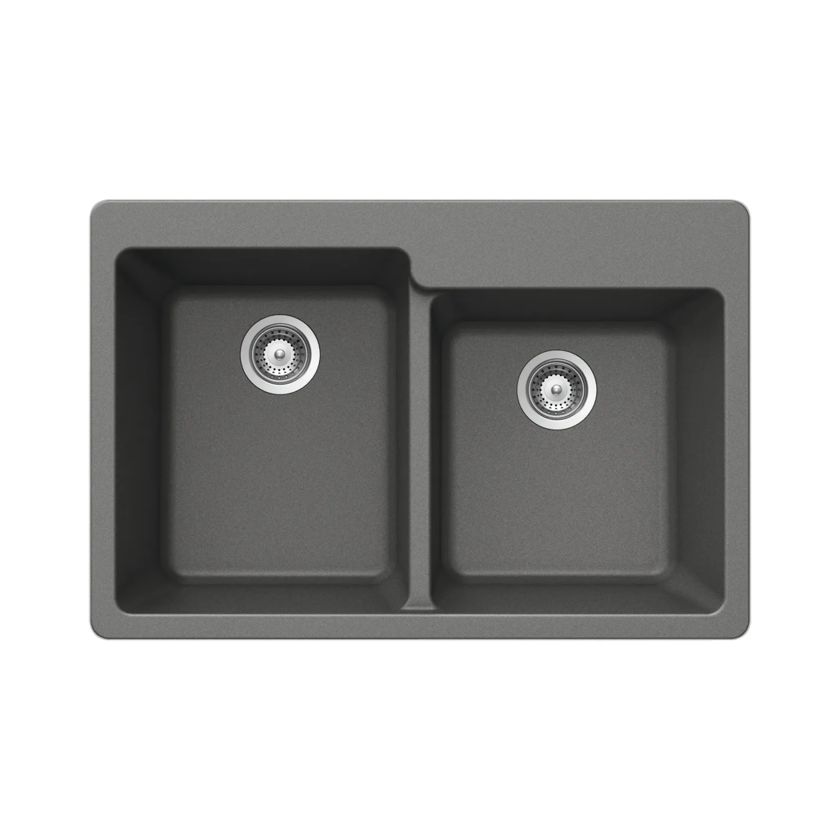 Houzer Quartztone 33 inch Slate Granite Composite Drop-in Topmount 60/40 Double Bowl Kitchen Sink - M-175 SLATE