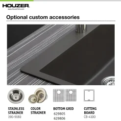 Houzer Quartztone 33 inch Slate Granite Composite Drop-in Topmount 60/40 Double Bowl Kitchen Sink - M-175 SLATE