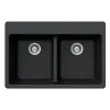 Houzer Quartztone 33" Midnite Granite Composite Drop-in Topmount 50/50 Double Bowl Kitchen Sink - M-200 MIDNITE