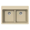 Houzer Quartztone 33" Mocha Granite Composite Drop-in Topmount 50/50 Double Bowl Kitchen Sink - M-200 SAND