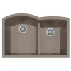 Houzer Quartztone 33" Undermount Granite Kitchen Sink, 60/40 Double Bowl, Taupe, P-175U Taupe