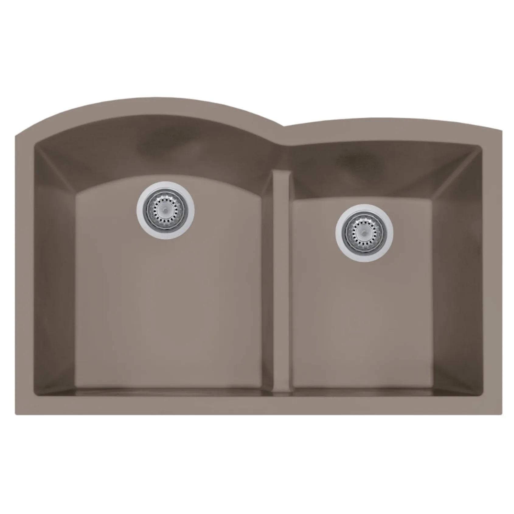 Houzer Quartztone 33" Undermount Granite Kitchen Sink, 60/40 Double Bowl, Taupe, P-175U Taupe