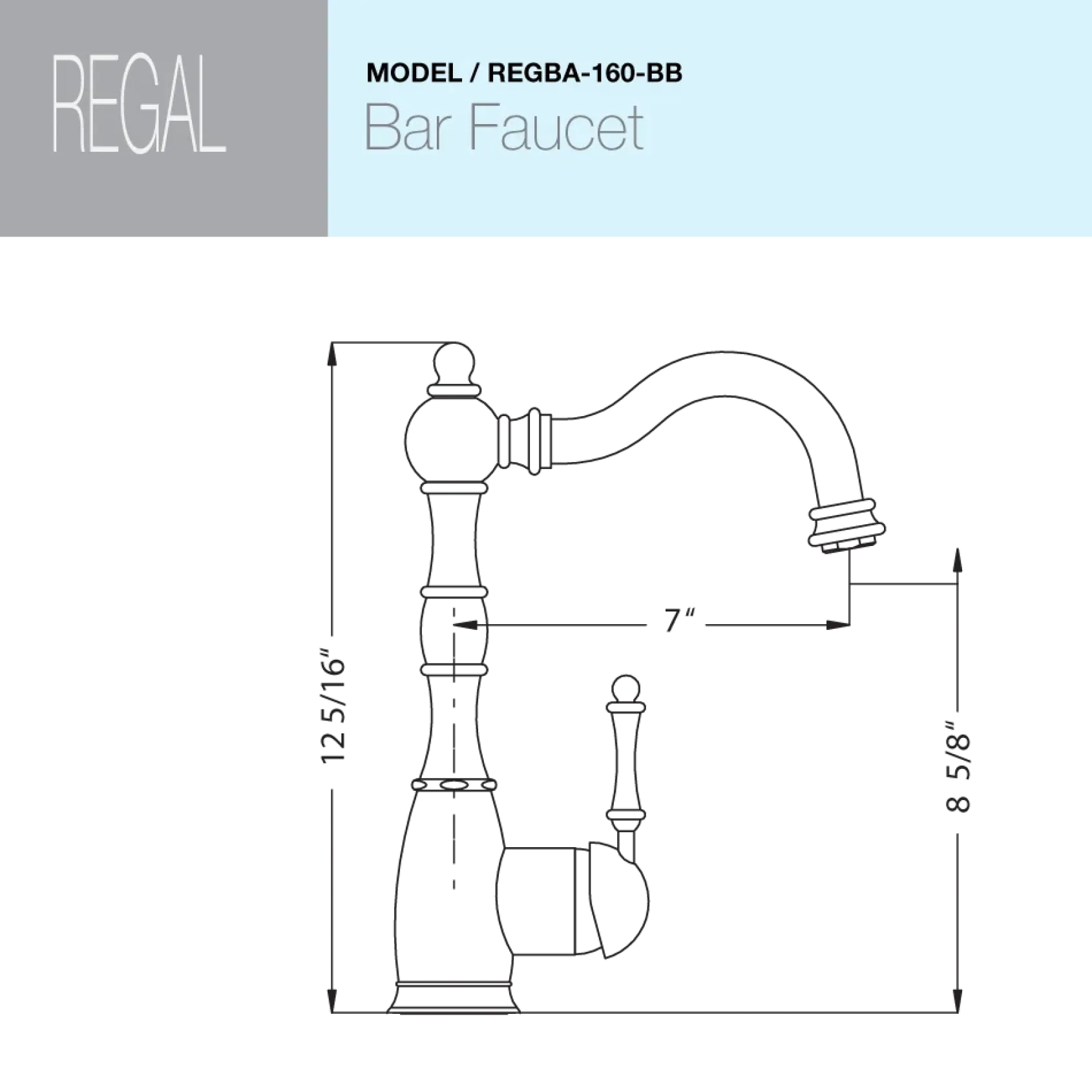 Houzer Regal Solid Brass Bar Faucet Antique Brass, REGBA-160-AB