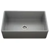 Houzer 33" Fireclay Single Bowl Farmhouse Kitchen Sink, Gray, Platus Series, PTG-4300 GR