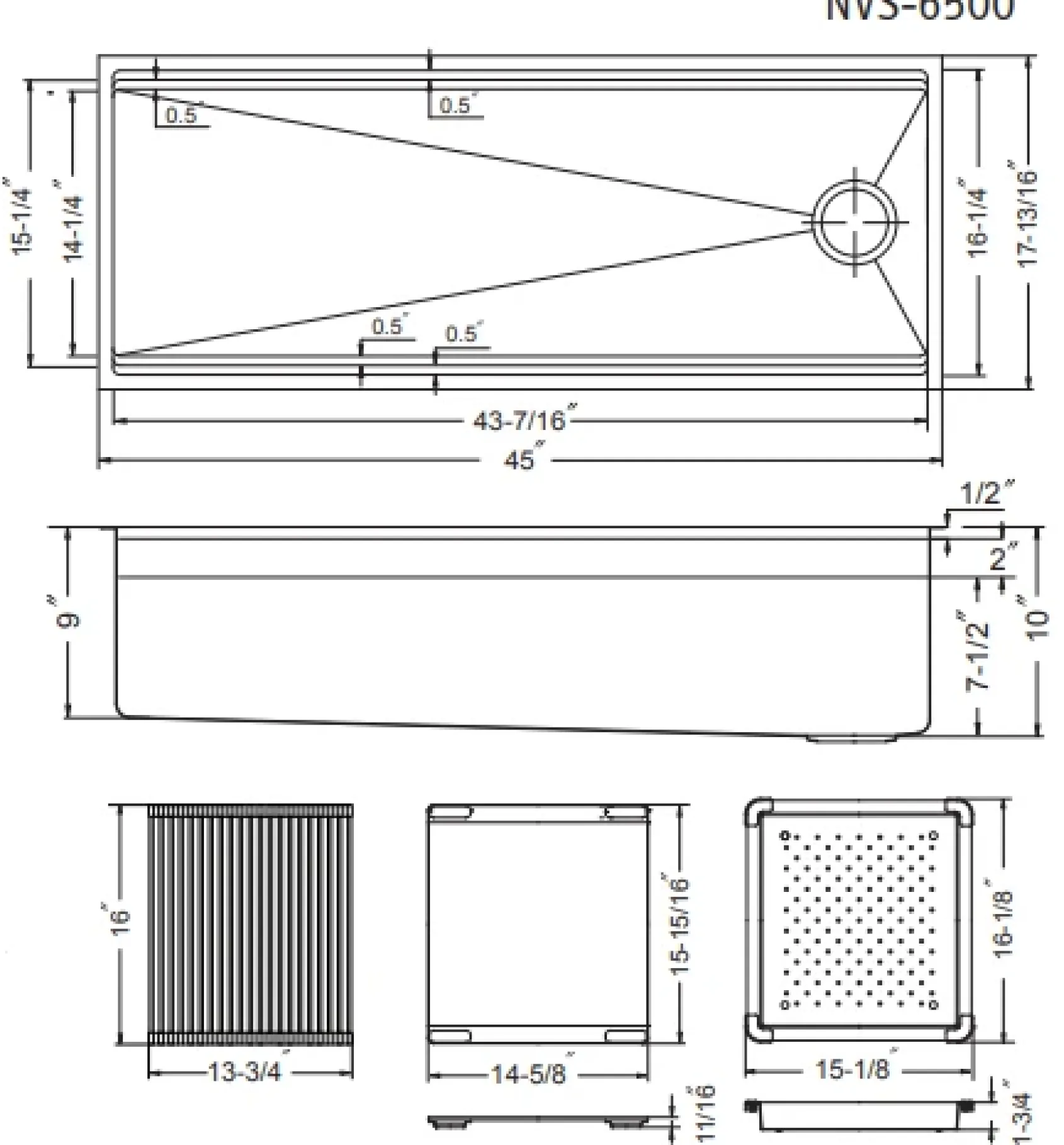 Houzer Novus 45" Workstation Kitchen Sink, 18 Gauge Stainless Steel, NVS-6500
