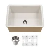 Houzer Platus 26 inch Biscuit Fireclay Undermount Single Bowl Kitchen Sink - PTU-2800 BQ-C with Basket Strainer and Basin Grid Included