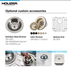 Houzer Platus 36 inch Biscuit Fireclay Apron Front Farmhouse Single Bowl Kitchen Sink - PTG-3600 BQ-C