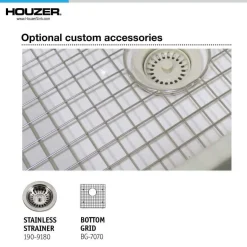 Houzer Platus 36 inch Biscuit Fireclay Apron Front Farmhouse Single Bowl Kitchen Sink - PTG-3600 BQ-C