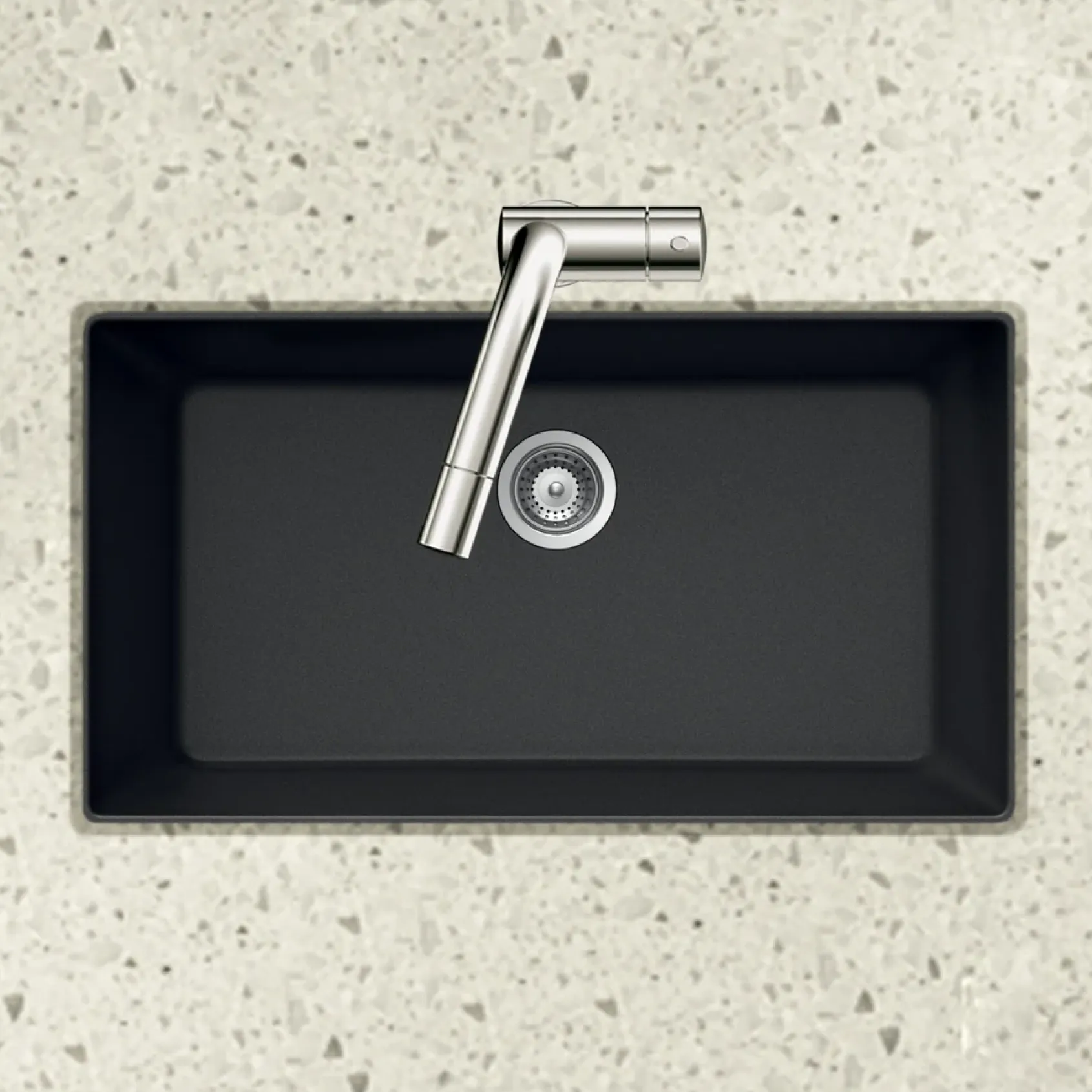 Houzer Quartztone 33 inch Midnite Granite Composite Undermount Single Bowl Kitchen Sink - V-100U MIDNITE