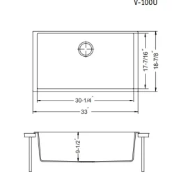 Houzer Quartztone 33 inch Midnite Granite Composite Undermount Single Bowl Kitchen Sink - V-100U MIDNITE
