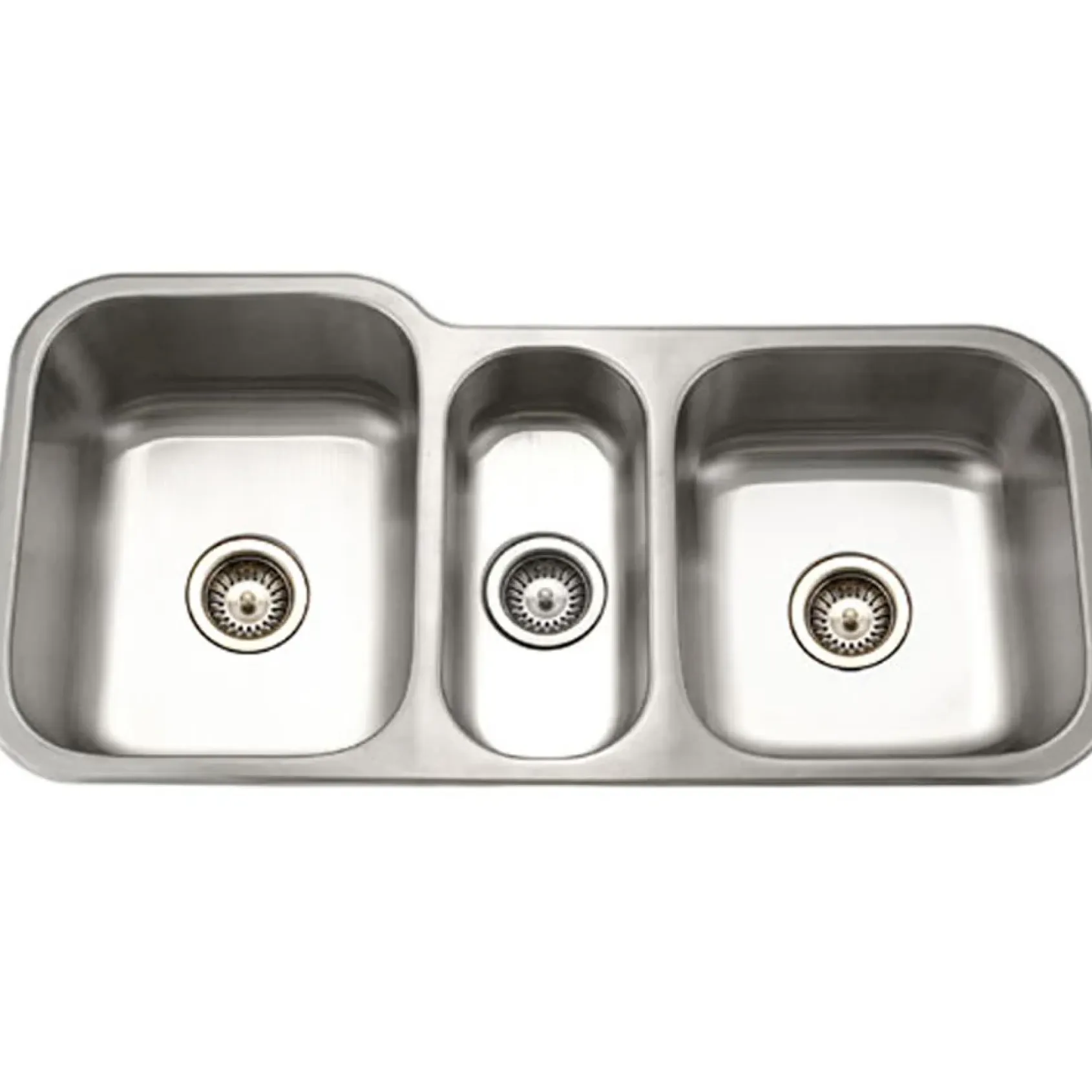 Houzer 40" Stainless Steel Undermount Triple Bowl Kitchen Sink, 18 Gauge, MGT-4120-1