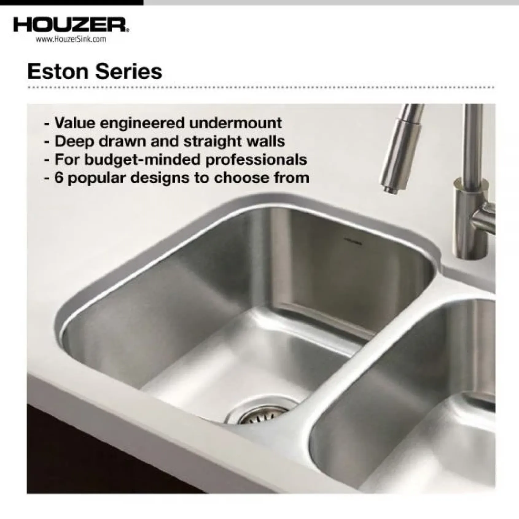 Houzer 32" Stainless Steel Undermount 70/30 Double Bowl Kitchen Sink, 18 Gauge, STC-2200SL-1
