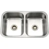 Houzer 32" Stainless Steel Undermount Large Double Bowl Kitchen Sink, 18 Gauge, MGD-3120-1