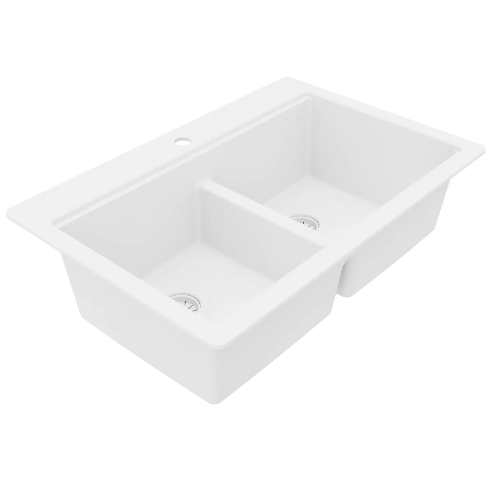 Karran 33" Drop In Quartz Composite Workstation Kitchen Sink, 50/50 Double Bowl, White, QTWS-880-WH-PK2