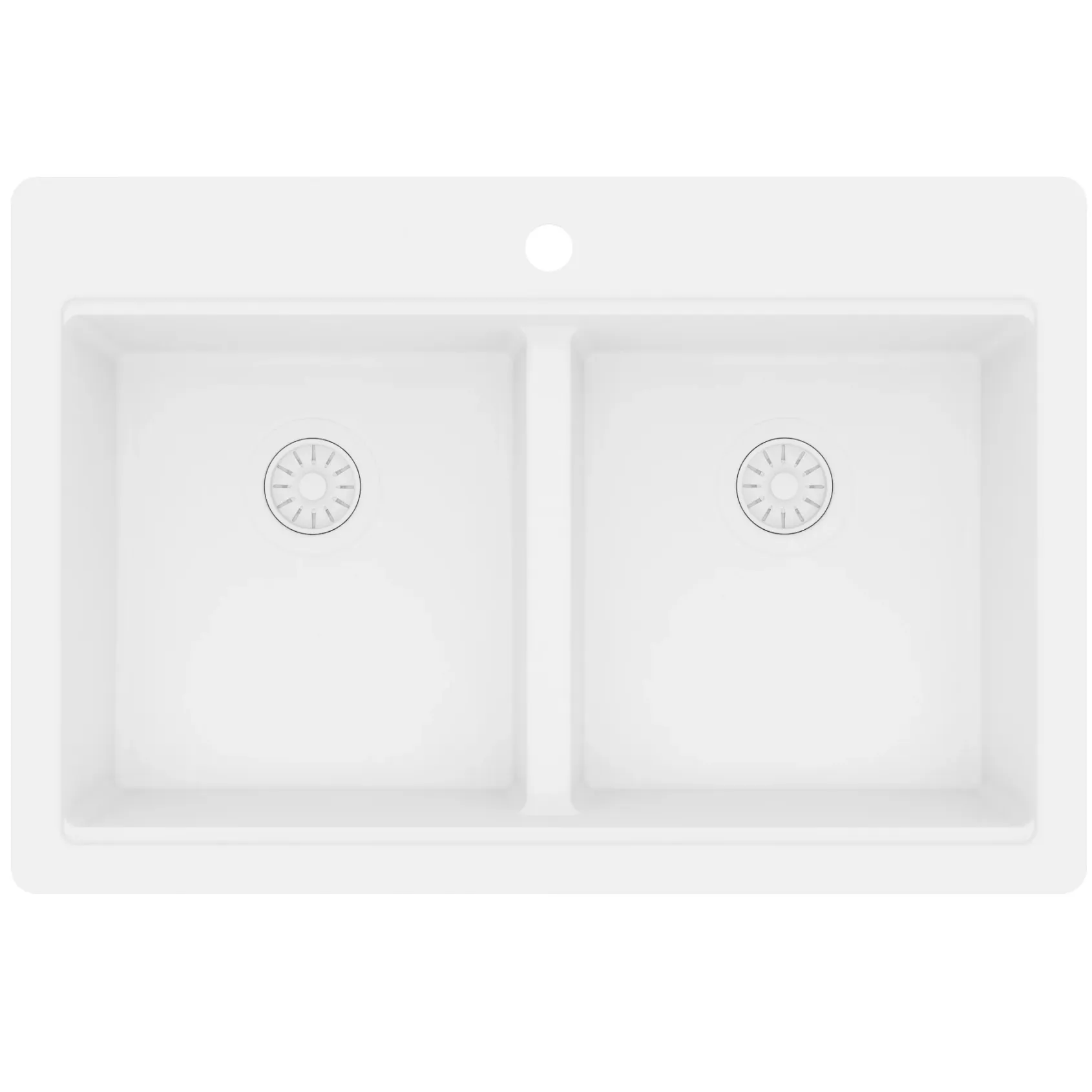 Karran 33" Drop In Quartz Composite Workstation Kitchen Sink, 50/50 Double Bowl, White, QTWS-880-WH-PK2