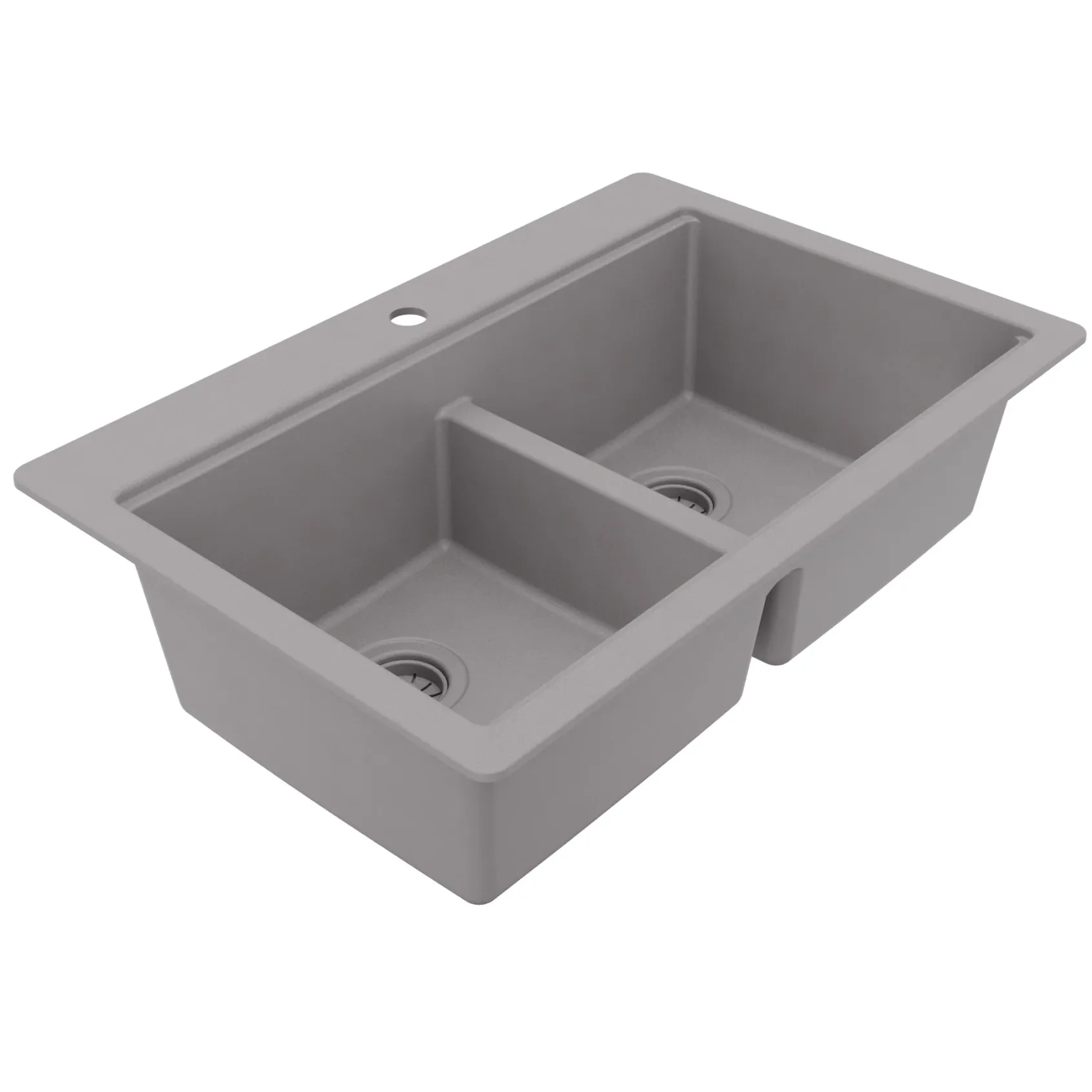 Karran 33" Drop In Quartz Composite Workstation Kitchen Sink, 50/50 Double Bowl, Grey, QTWS-880-GR-PK2